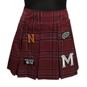 No Boundaries Red Plaid Pleated Micro Mini Skirt Size New X-Small